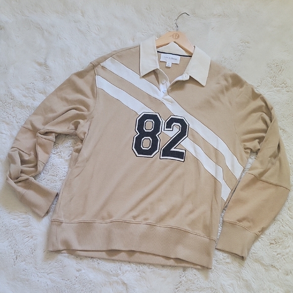 Sun + Stone Tan Sweater with White Accents - Picture 1 of 8